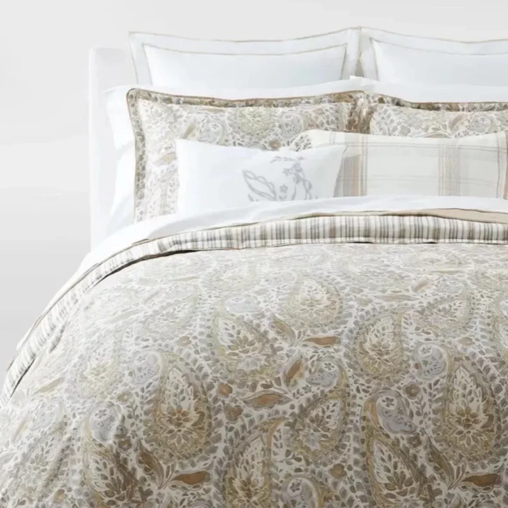 Ralph Lauren Cream and Gray Duvet Cover Bedding